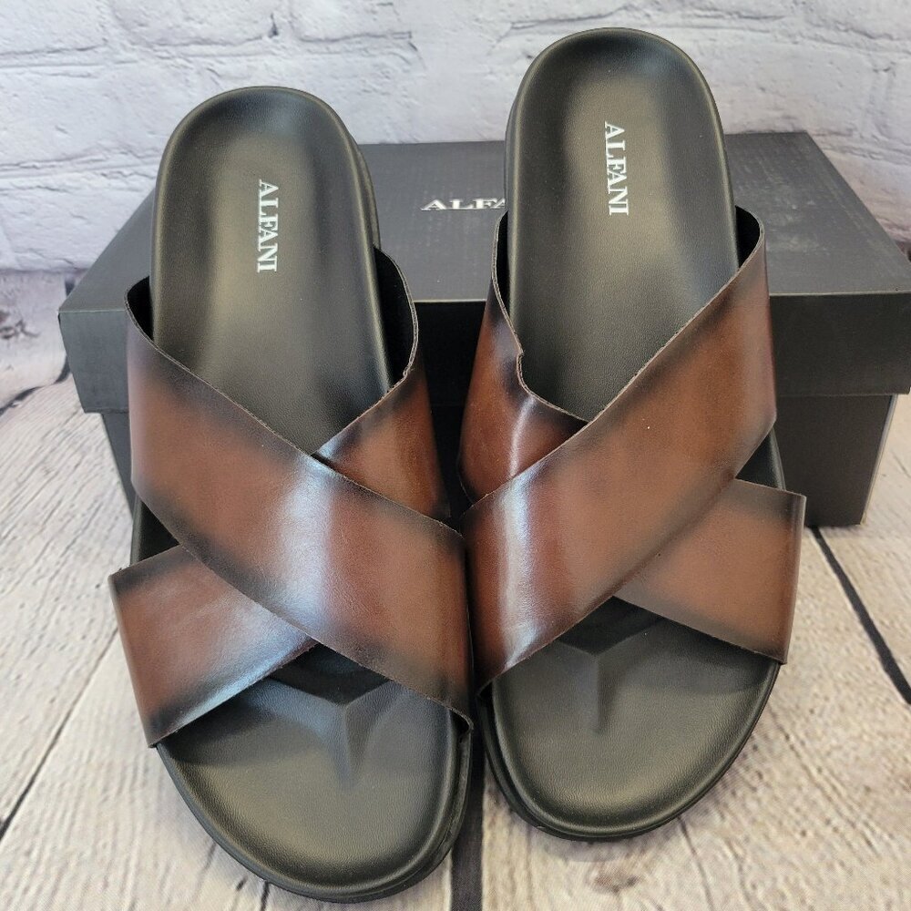 Alfani Men's Whitter Cross Sandals- Brown